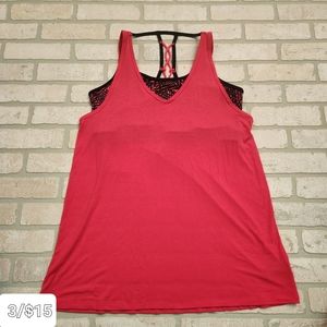 CHAMPION Womens Work Out Tank Built In Bra PLUS Size XXL Pink+Black